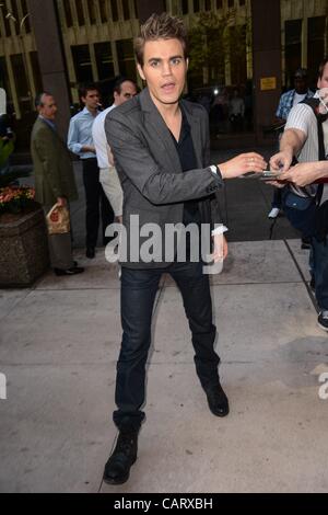 Paul Wesley, leaves the Sirius XM Studio out and about for CELEBRITY CANDIDS - MON, , New York, NY April 16, 2012. Photo By: Ray Tamarra/Everett Collection Stock Photo