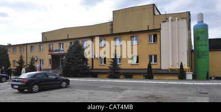 Vitkovice Machinery Group, the largest engineering group in the Czech Republic, launched the operation of a new production line worth about Kc1bn in its subsidiary Vitkovice Milment in the Polish town of Sosnovec on April 17, 2012. The production line will produce ultralight steel bottles for cars u Stock Photo