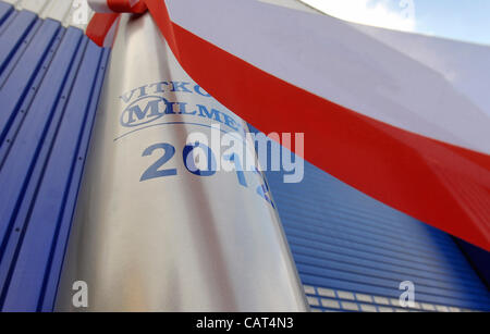 Vitkovice Machinery Group, the largest engineering group in the Czech Republic, launched the operation of a new production line worth about Kc1bn in its subsidiary Vitkovice Milment in the Polish town of Sosnovec on April 17, 2012. The production line will produce ultralight steel bottles for cars u Stock Photo