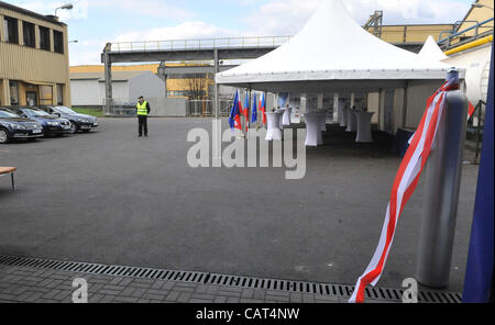 Vitkovice Machinery Group, the largest engineering group in the Czech Republic, launched the operation of a new production line worth about Kc1bn in its subsidiary Vitkovice Milment in the Polish town of Sosnovec on April 17, 2012. The production line will produce ultralight steel bottles for cars u Stock Photo