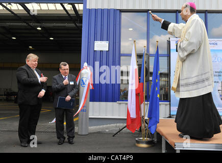 Vitkovice Machinery Group, the largest engineering group in the Czech Republic, launched the operation of a new production line worth about Kc1bn in its subsidiary Vitkovice Milment in the Polish town of Sosnovec on April 17, 2012. The production line will produce ultralight steel bottles for cars u Stock Photo