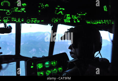 Czech and Croatian helicopter crews undergo training on flight simulator ahead their deployment in ISAF mission in Afghanistan. Training programme at the Mosnov Airport, Ostrava on April 18, 2012. (CTK Photo/Jaroslav Ozana) Stock Photo