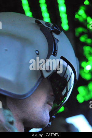 Czech and Croatian helicopter crews undergo training on flight simulator ahead their deployment in ISAF mission in Afghanistan. Training programme at the Mosnov Airport, Ostrava on April 18, 2012. (CTK Photo/Jaroslav Ozana) Stock Photo