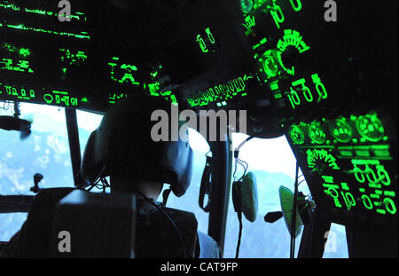 Czech and Croatian helicopter crews undergo training on flight simulator ahead their deployment in ISAF mission in Afghanistan. Training programme at the Mosnov Airport, Ostrava on April 18, 2012. (CTK Photo/Jaroslav Ozana) Stock Photo