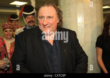April 16, 2012 - Moscow, Russia - April 16,2012.Moscow,Russia. Pictured: French actor Gerard Depardieu attends  event in Kremlin palace of Moscow devoted to the 200th anniversary of The Battle of Borodino  (Credit Image: © PhotoXpress/ZUMAPRESS.com) Stock Photo