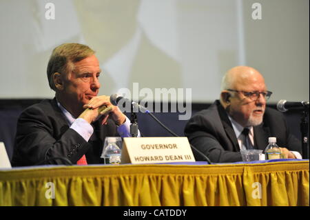 Governor Howard B. Dean III (left) and Edward J. Rollins (right) are two of the panelists at 'Change in the White House?” on Thursday, April 19, 2012, at Hofstra University, Hempstead, New York, USA. Hofstra's event was part of its “Debate 2012.' Stock Photo