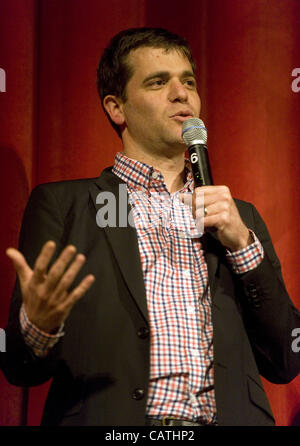 April 20, 2012 - Ann Arbor, Michigan, U.S - Nicholas Stoller, director of ''The 5-Year Engagement,'' starring Jason Segel and Emily Blunt, answers questions after a sneak peak showing of the movie at the Michigan Theater in Ann Arbor, MI on April 20, 2012. (Credit Image: © Mark Bialek/ZUMAPRESS.com) Stock Photo