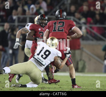 Nov. 26, 2011 - Palo Alto, California, USA - Notre Dame's Aaron Lynch (19). The Notre Dame Fighting Irish was dominated by the Stanford Cardinal for their last regular season game of the 2011 season.  Photo By Aaron Suozzi (Credit Image: © Aaron Souzzi/ZUMAPRESS.com) Stock Photo
