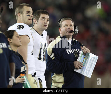 Nov. 26, 2011 - Palo Alto, California, USA - Notre Dame's Head Coach Brian Kelly. The Notre Dame Fighting Irish was dominated by the Stanford Cardinal for their last regular season game of the 2011 season.  Photo By Aaron Suozzi (Credit Image: © Aaron Souzzi/ZUMAPRESS.com) Stock Photo