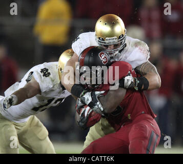 Nov. 26, 2011 - Palo Alto, California, USA - Notre Dame Fighting Irish linebacker Manti Te'o (5). The Notre Dame Fighting Irish was dominated by the Stanford Cardinal for their last regular season game of the 2011 season.  Photo By Aaron Suozzi (Credit Image: © Aaron Souzzi/ZUMAPRESS.com) Stock Photo