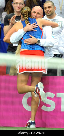 Petra Kvitova (CZE) won the semifinal Fed Cup match Czech Republic vs. Italy in Ostrava, Czech Republic, April 21, 2012. (CTK Photo/Jaroslav Ozana) Stock Photo