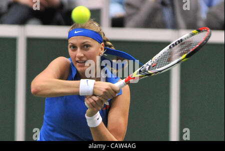 Petra Kvitova (CZE) won the semifinal Fed Cup match Czech Republic vs. Italy against Franceska Schiavone in Ostrava, Czech Republic, April 22, 2012. (CTK Photo/Jaroslav Ozana) Stock Photo