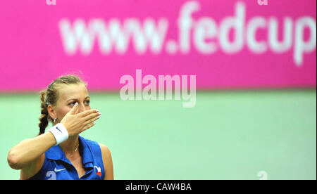 Petra Kvitova (CZE) won the semifinal Fed Cup match Czech Republic vs. Italy against Franceska Schiavone in Ostrava, Czech Republic, April 22, 2012. (CTK Photo/Jaroslav Ozana) Stock Photo