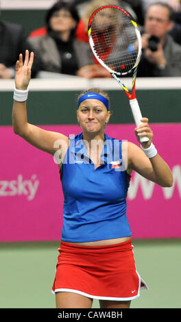 Petra Kvitova (CZE) won the semifinal Fed Cup match Czech Republic vs. Italy against Franceska Schiavone in Ostrava, Czech Republic, April 22, 2012. (CTK Photo/Jaroslav Ozana) Stock Photo