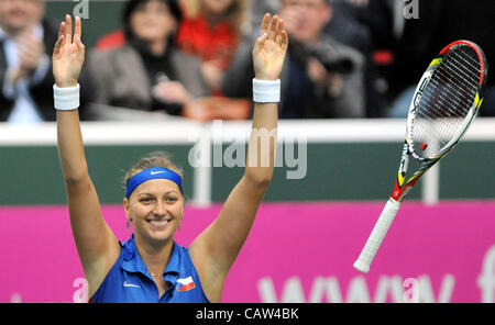 Petra Kvitova (CZE) won the semifinal Fed Cup match Czech Republic vs. Italy against Franceska Schiavone in Ostrava, Czech Republic, April 22, 2012. (CTK Photo/Jaroslav Ozana) Stock Photo