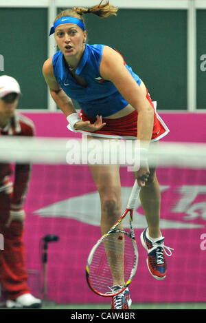 Petra Kvitova (CZE) won the semifinal Fed Cup match Czech Republic vs. Italy against Franceska Schiavone in Ostrava, Czech Republic, April 22, 2012. (CTK Photo/Jaroslav Ozana) Stock Photo