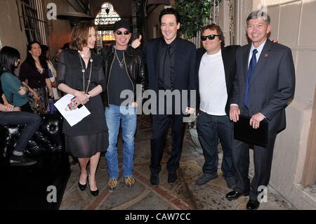 Joan Cusack, Billybob Thornton, John Cusack, Jack Black, Leron Gubler at the induction ceremony for Star on the Hollywood Walk of Fame for John Cusack, Hollywood Boulevard, Los Angeles, CA April 24, 2012. Photo By: Michael Germana/Everett Collection Stock Photo