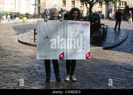 London,UK,26/04/2012. Julie Walters, CBE, English actress and novelist.together with Meera Syal, British comedian, writer, playwright, singer, journalist, producer and actress, at the Tower of London. The were appearing to launch the programme for the 2012 London Festival. Stock Photo