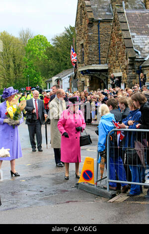 Tuesday 1st May 2012. Queen Elizabeth's Visit to Sherborne, Dorset, UK on her Tour of SW England during her Jubilee Year with her husband Prince Phillip. Stock Photo