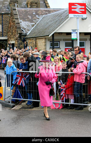 Tuesday 1st May 2012. Queen Elizabeth's Visit to Sherborne, Dorset, UK on her Tour of SW England during her Jubilee Year with her husband Prince Phillip. Stock Photo