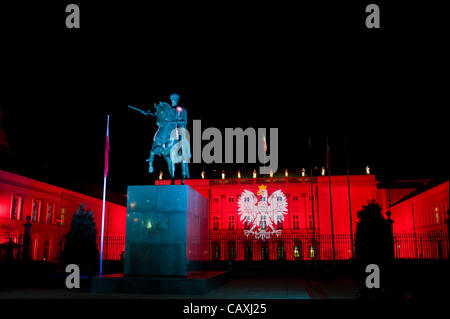 Warsaw, Poland. 03 May, 2012. The Palace of The President of Poland in Warszawa on the national holiday 2012. Stock Photo