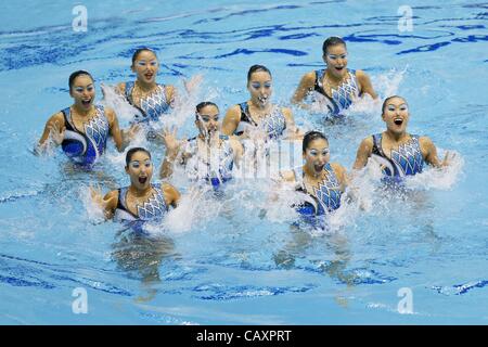 Japan National team (JPN), MAY 4, 2012 - Synchronized Swimming : Japanese Synchronized Swimming team perform during the Japan Synchronised Swimming Championships Open 2012, team technical routine at Tatumi International pool in Tokyo, Japan. (Photo by Yusuke Nakanishi/AFLO SPORT) [1090] Stock Photo