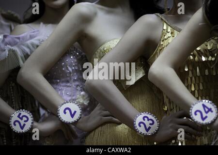 May 4, 2012 - Pattaya, Thailand - Contestant pose for photographers backstage during final competition at the Miss Tiffany's Universe 2012 Transvestite and Transgender beauty pageant. The competition is open to Thai men between the ages of 18-25 and is held on an annual basis. (Credit Image: © David Stock Photo