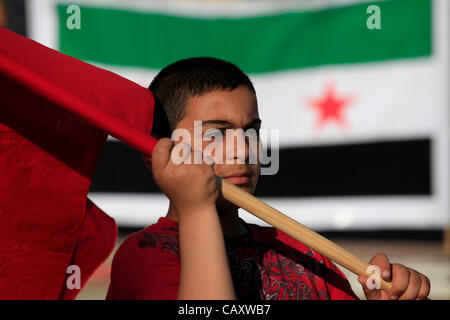 Israeli Arabs taking part in a solidarity rally with the Syrian uprising in the northern Arab Israeli village of Kafr Qara on 05 May 2012. A rally organized by Arabic-Jewish socialist workers party DAAM called for unconditional support to the Syrian people’s uprising Stock Photo
