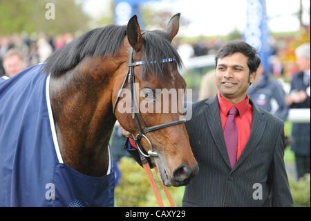 05.05.2012. Newmarket Guineas Horse Festival.  AL KAZEEM is led by trainer at NEWMARKET Stock Photo