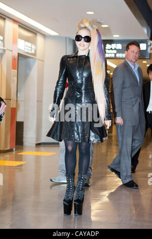 May 8, 2012, Chiba, Japan - US singer Lady Gaga arrives at Narita International Airport. Lady Gaga will participate in three live concerts in Tokyo from May 10-13 as part of her 'Born This Way Ball' tour. (Photo by Christopher Jue/Nippon News) Stock Photo