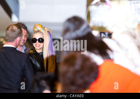May 8, 2012, Chiba, Japan - US singer Lady Gaga arrives at Narita International Airport. Lady Gaga will participate in three live concerts in Tokyo from May 10-13 as part of her 'Born This Way Ball' tour. (Photo by Christopher Jue/Nippon News) Stock Photo