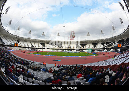 Olympic Stadium, MAY 5, 2012 - Athletics : A general view inside of the Olympic Stadium in the Olympic Park during the London Prepares series, BUCS Visa Outdoor Athletics Championships 2012 - LOCOG Test Event for London 2012 in London, United Kingdom. (Photo by Hitoshi Mochizuki/AFLO) Stock Photo