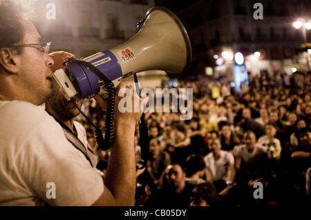 Spain 15M indignados movement sets new protests on its first anniversary. Madrid, Puerta del Sol Square. 12th 13th May 2012 Stock Photo