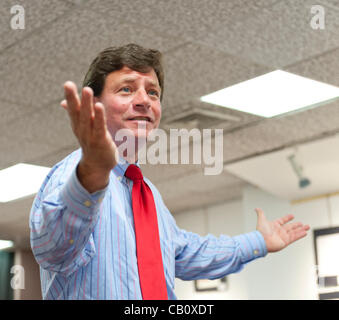 Speaking against Nassau County Executive’s Plan to Privatize Sewage Treatment Plants are County Legislator Dave Denenberg (shown), and civic leader Claudia Borecky on Wednesday, May 16, 2012, at Bellmore Library, New York, USA. Denenberg (Democrat - Merrick) represents District 19. Stock Photo