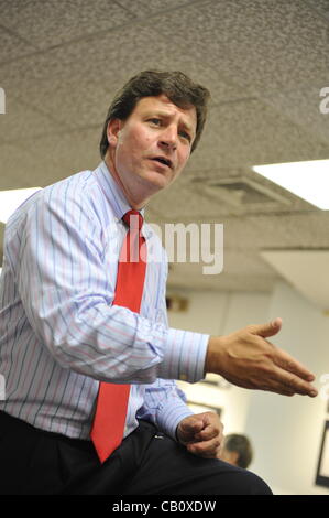 Speaking against Nassau County Executive’s Plan to Privatize Sewage Treatment Plants are County Legislator Dave Denenberg (shown), and civic leader Claudia Borecky on Wednesday, May 16, 2012, at Bellmore Library, New York, USA. Denenberg (Democrat - Merrick) represents District 19. Stock Photo