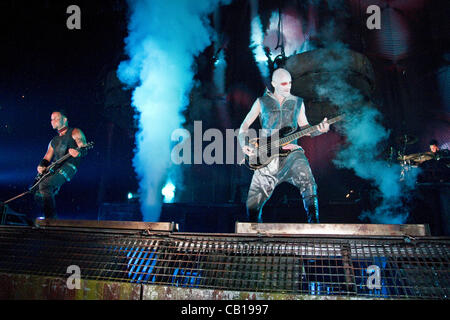 The German industrial metal band Rammstein performed their only California stop on their Made In Germany 2012 tour at the Honda Center in Anaheim on May 17, 2012.  © Daniel Knighton/ZUMA Press Stock Photo