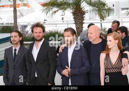 Shia Labeouf, Jason Clarke, Tom Hardy, John Hillcoat, Jessica Chastain  'Lawless' photocall during the 65th Annual Cannes Film Festival Cannes,  France - 19.05.12 Stock Photo - Alamy