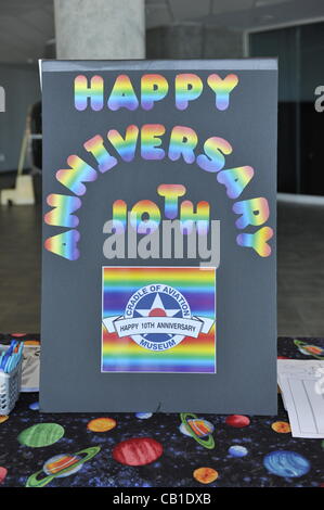 Poster for 10th Anniversary celebration of Cradle of Aviation Museum, on Saturday May 19, 2012, Long Island, New York. Stock Photo