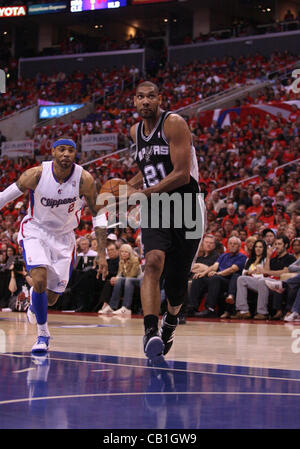 19.05.2012. Staples Center, Los Angeles, California.  Tim Duncan #21 of the Spurs during the game. The San Antonio Spurs defeated the Los Angeles Clippers by the final score of 96-86 in game 3 of the NBA playoffs at Staples Center in downtown Los Angeles CA. Stock Photo