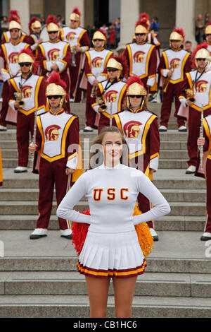 London, UK. Sunday 20th May 2012. USC Marching Trojans from the University of Southern California in Trafalgar Square, London. Stock Photo