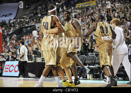 Golden Kings team group (Ryukyu Golden Kings), MAY 20, 2012 - Basketball : bj-league 2011-2012 Season Playoff Finals, Final Match between Hamamatsu Higashimikawa Phoenix 73-89 Ryukyu Golden Kings at Ariake Coliseum, Tokyo, Japan. (Photo by Atsushi Tomura/AFLO SPORT/bj-league) [1035] Stock Photo