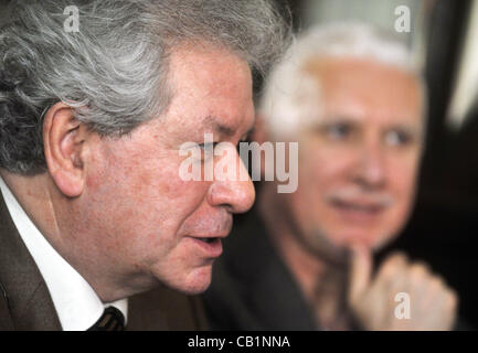 General Manager of the BBC Symphony Orchestra Paul Hughes, right, and Chief Conductor of the BBC Symphony Orchestra Jiri Belohlavek pictured during the International Music Festival Prague Spring in Prague, Czech Republic, on Monday, May 20, 2012. (CTK Photo/Katerina Sulova) Stock Photo