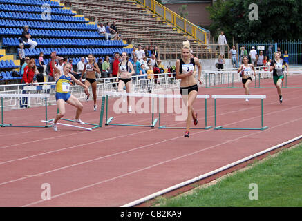 Yalta, Ukraine - May 24: athletes on the international athletic meet between UKRAINE, TURKEY and BELARUS on May 24, 2012 in Yalta, Ukraine. Stock Photo