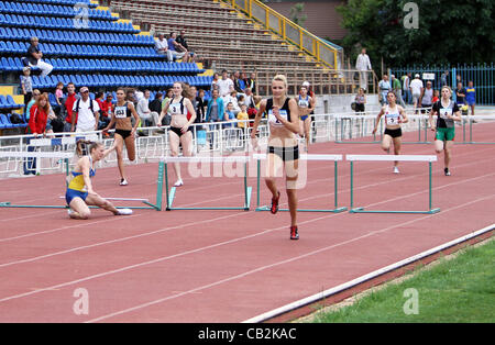 Yalta, Ukraine - May 24: athletes on the international athletic meet between UKRAINE, TURKEY and BELARUS on May 24, 2012 in Yalta, Ukraine. Stock Photo