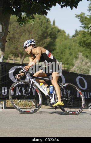 ITU Triathlon World Series - Campeonato del mundo de triatlon ; Casa de Campo, MAdrid - Elite Women Series - Anne Haug during Bicycle Stock Photo