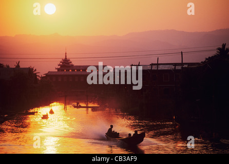 Inle Lake sunset Stock Photo