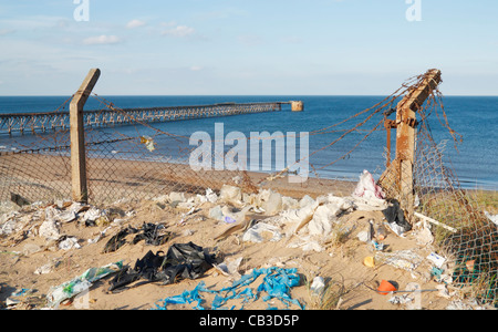 View of Steetley pier/jetty on the Headland in Hartlepool on the north east coast of England, United Kingdom Stock Photo