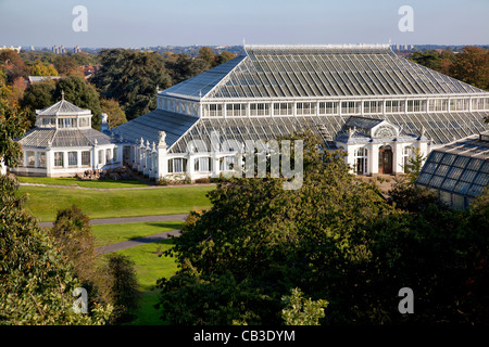 View of Temperate House at Kew Gardens from Xstrata Treetop Walk - London Stock Photo