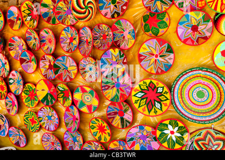 Colourful woven basketware on sale in Aksum, Northern Ethiopia, Africa. Stock Photo