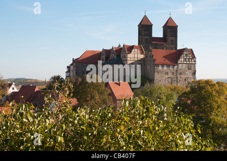 Quedlinburg Castle Hill with the Stiftskirche St. Servatius, UNESCO World Heritage Site, Harz, Saxony-Anhalt, Germany, Europe Stock Photo